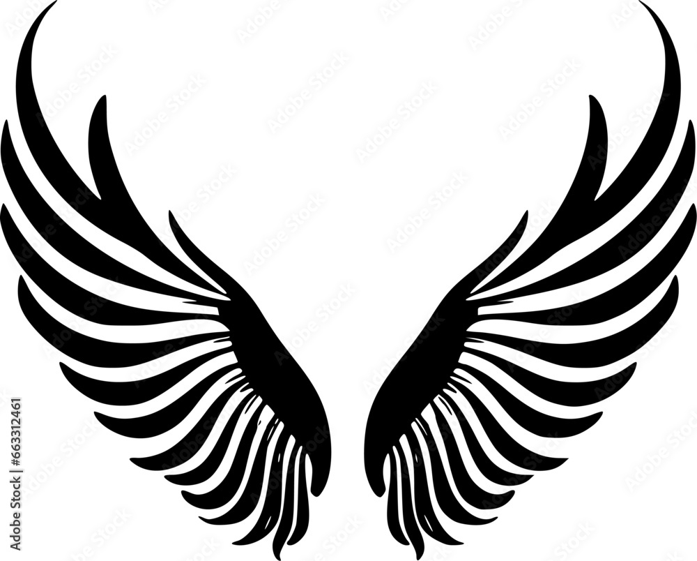 Angel Wings - Black and White Isolated Icon - Vector illustration Angel Wings - Black and White Isolated Icon - Vector illustration