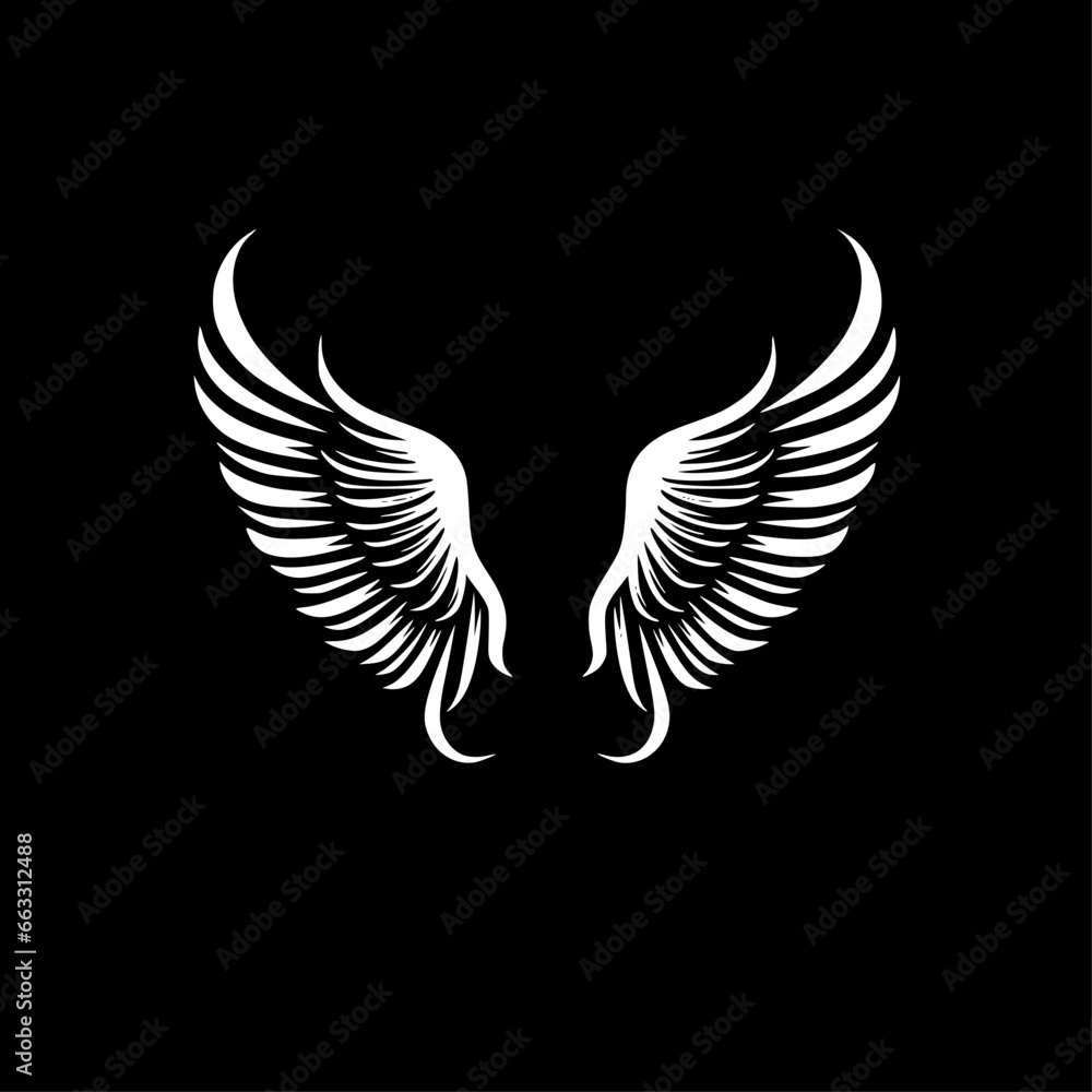 Fototapeta premium Angel Wings | Black and White Vector illustration