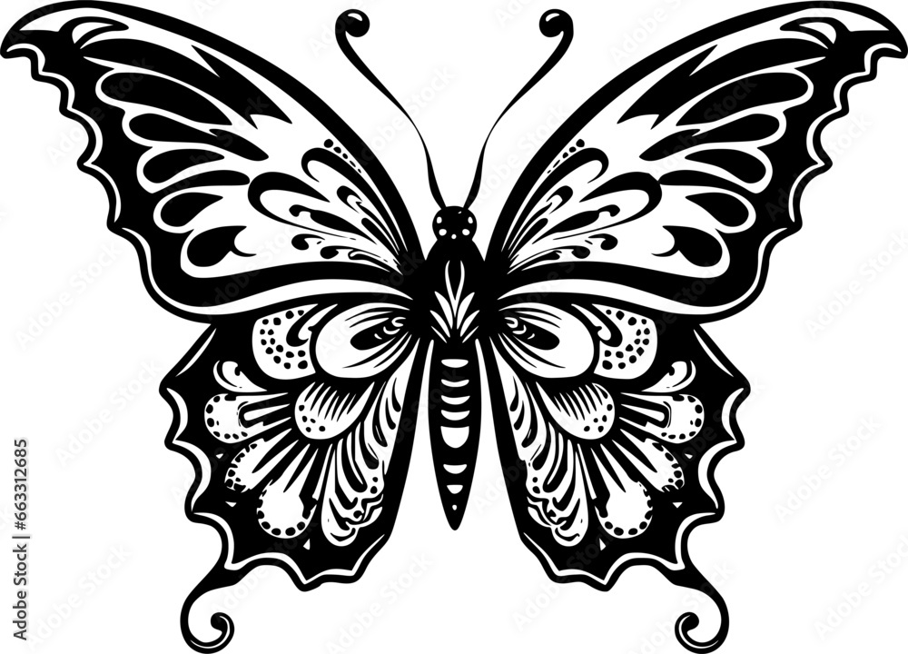 Butterfly - Black and White Isolated Icon - Vector illustration Butterfly - Black and White Isolated Icon - Vector illustration