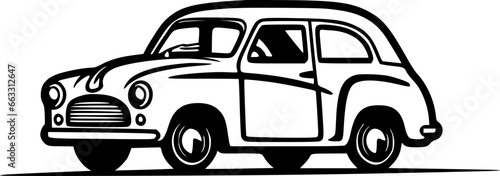 Car - Black and White Isolated Icon - Vector illustration
