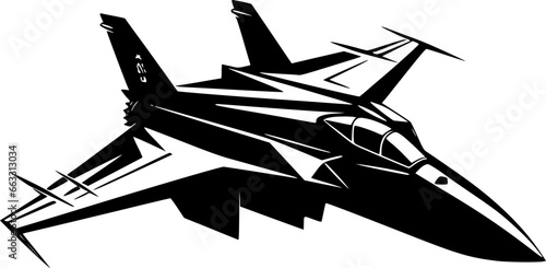 Fighter Jet - Minimalist and Flat Logo - Vector illustration