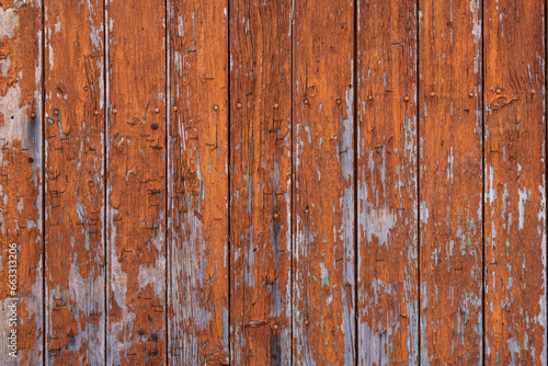 Old wood texture in orange color. Wooden background