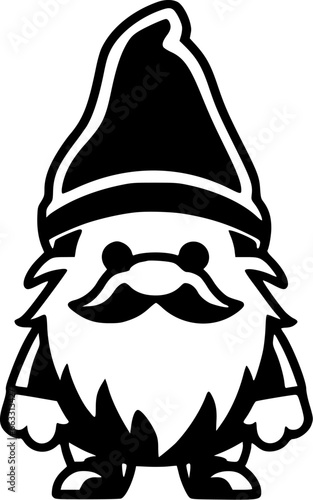 Gnome - Black and White Isolated Icon - Vector illustration