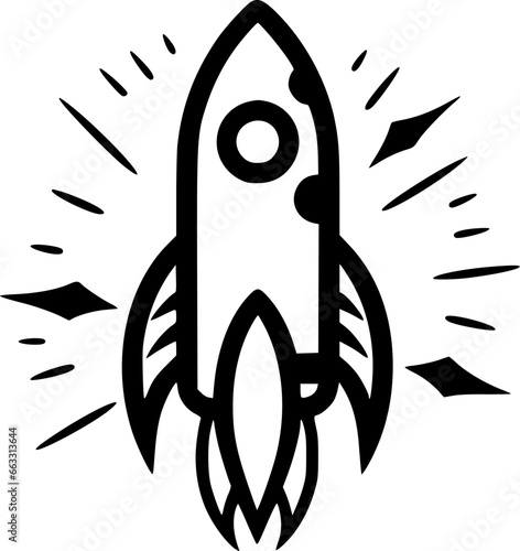Rocket - Black and White Isolated Icon - Vector illustration