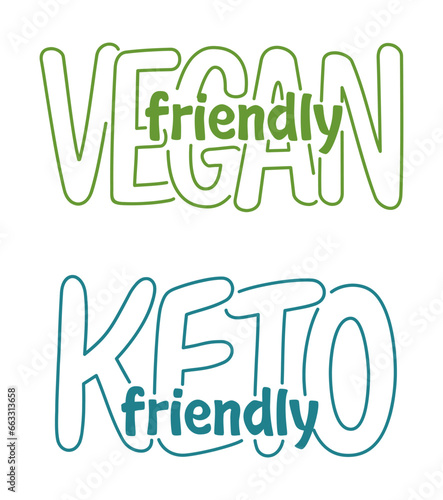 Keto and Vegan friendly badge in thin line
