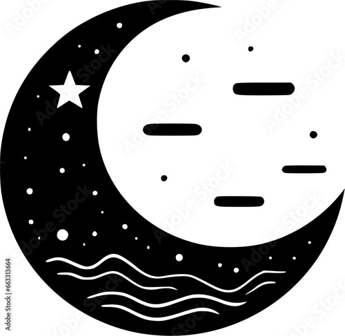 Moon - Minimalist and Flat Logo - Vector illustration
