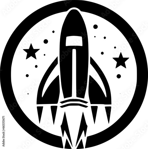 Rocket | Black and White Vector illustration