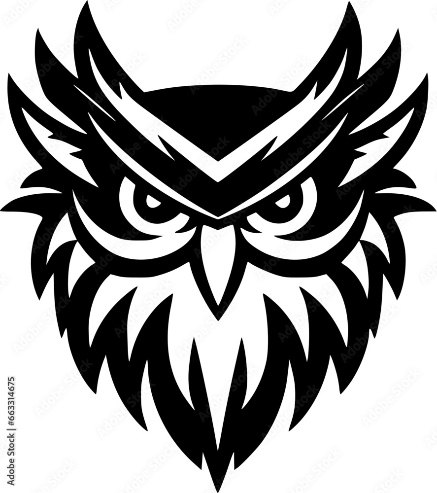 Owl | Black and White Vector illustration Owl | Black and White Vector illustration