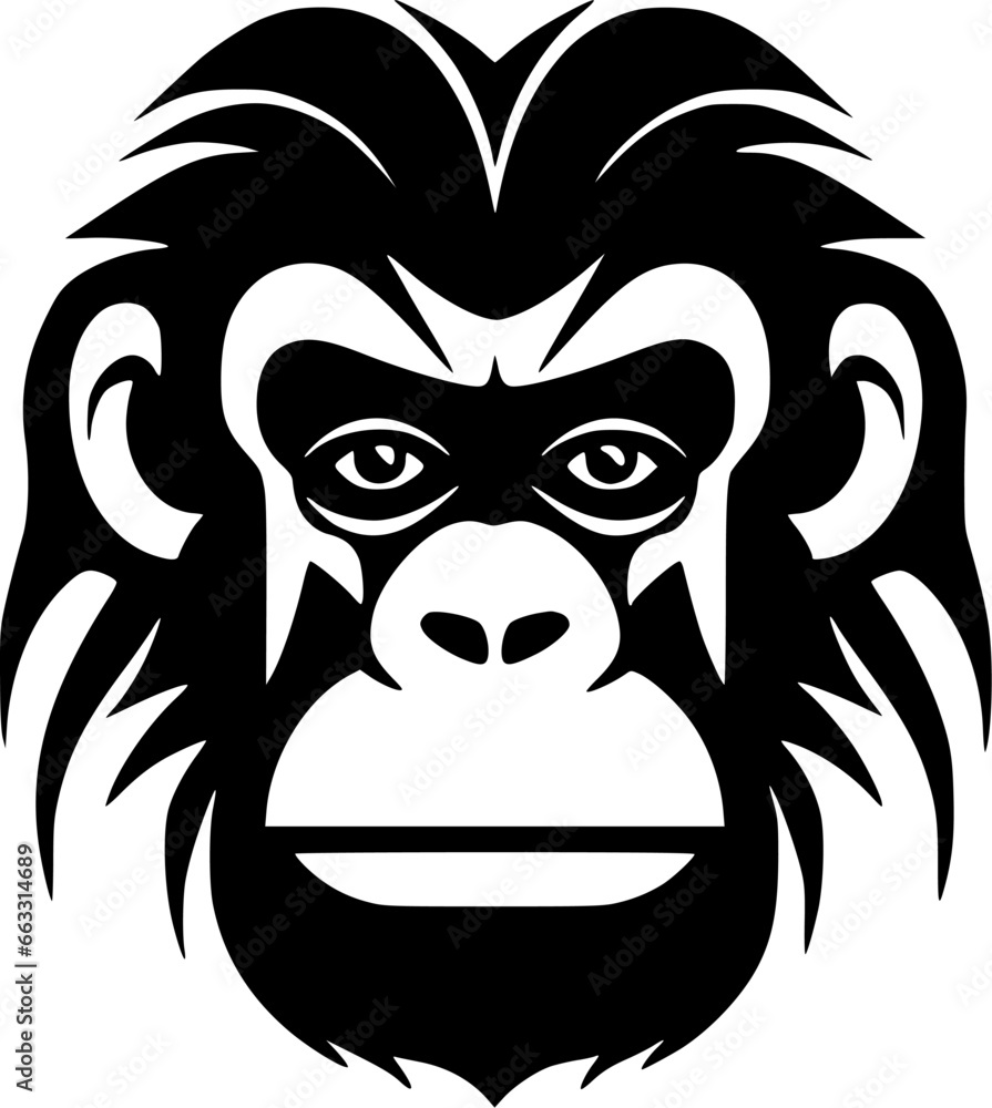 Monkey | Black and White Vector illustration Monkey | Black and White Vector illustration