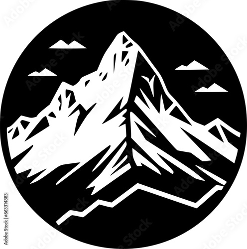Mountain - Black and White Isolated Icon - Vector illustration