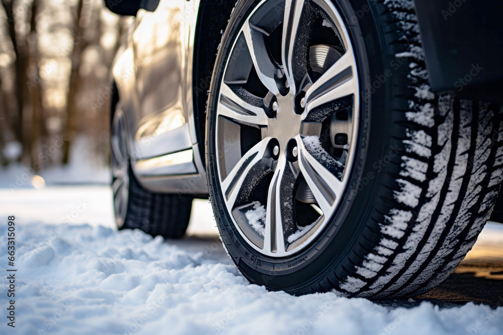 Winter tire close-up