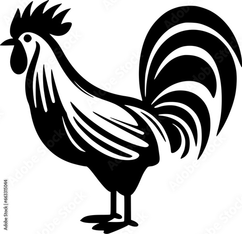 Rooster | Black and White Vector illustration
