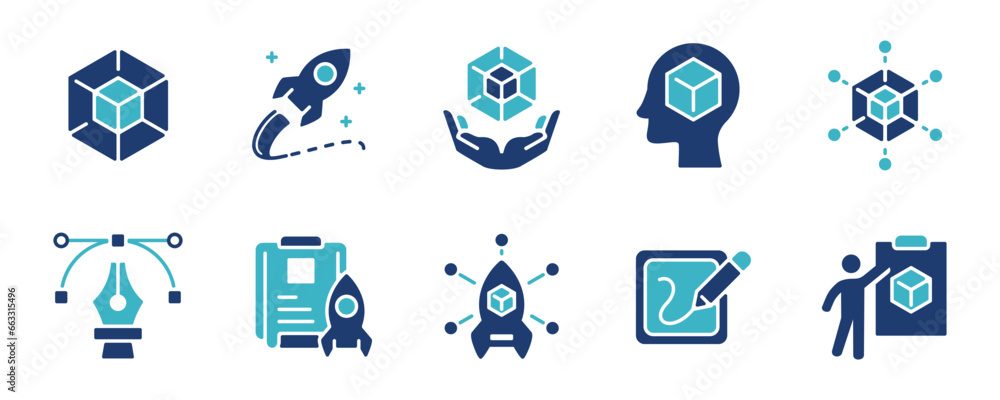 business build new startup project idea icon set create creative innovation digital asset scheme vector illustration concept design for web and app - obrazy, fototapety, plakaty 