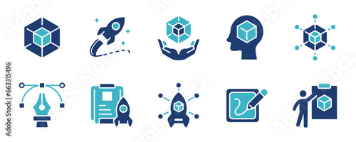 business build new startup project idea icon set create creative innovation digital asset scheme vector illustration concept design for web and app