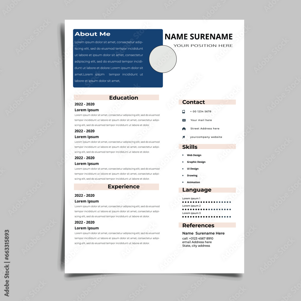 Resume CV vector Graphic Templates design Resume CV vector Graphic Templates design