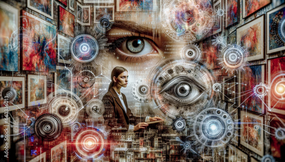 The Artist's Dramatic Fear of being Eaten by AI Artificial intelligence Wallpaper Backdrop Background Brainstorming Digital Art Card Cover The Artist's Dramatic Fear of being Eaten by AI Artificial intelligence Wallpaper Backdrop Background Brainstorming Digital Art Card Cover