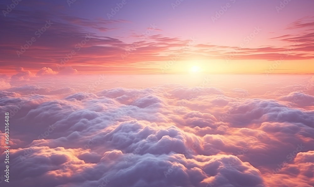 beautiful clouds with a lovely sunset, colorful and realistic aerial view. Generative AI beautiful clouds with a lovely sunset, colorful and realistic aerial view. Generative AI