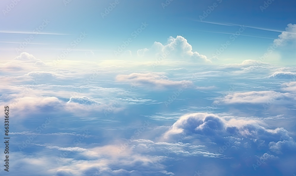 impressive image of an aerial view of beautiful clouds on a lovely day. Generative AI