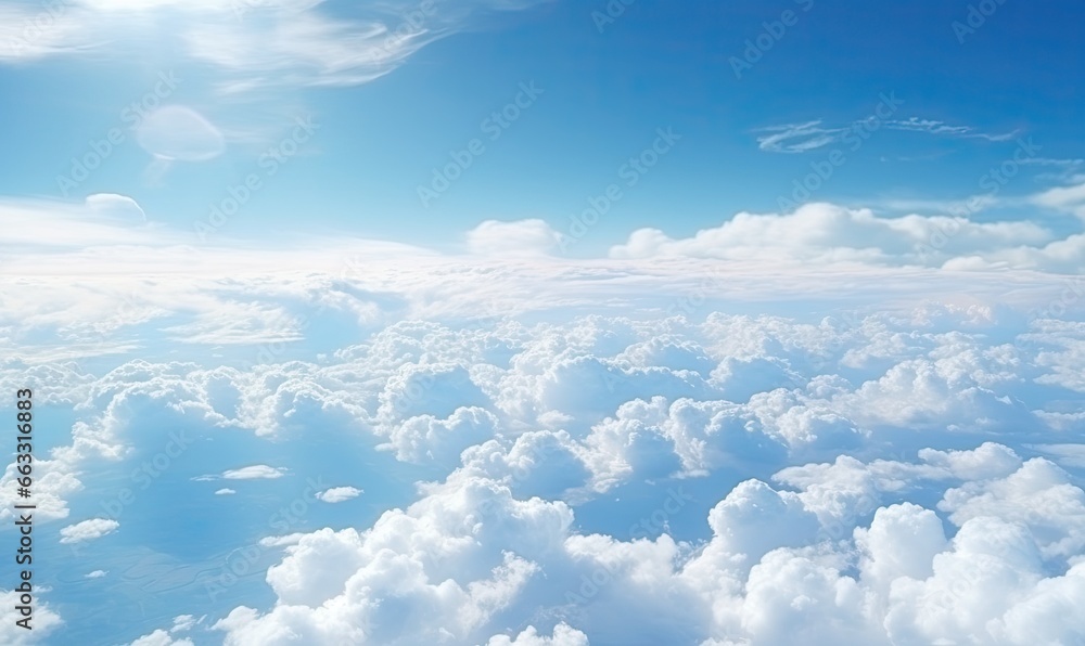 impressive image of an aerial view of beautiful clouds on a lovely day. Generative AI