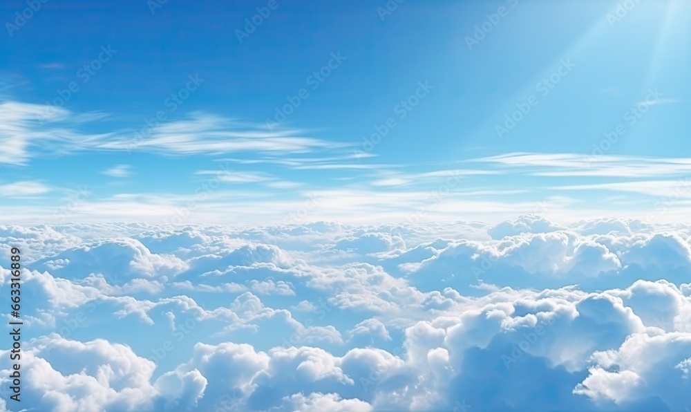 impressive image of an aerial view of beautiful clouds on a lovely day. Generative AI