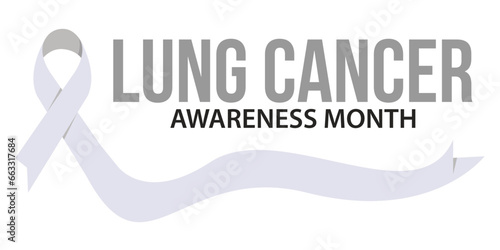 Lung cancer Awareness month November 2023 poster or banner design template with white ribbons. isolated on transparent background