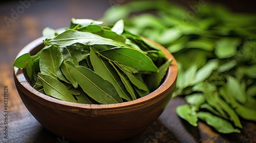 Earthy curry leaves infuse dishes with an authentic and aromatic flavor. South Indian culinary tradition, aromatic essence, authentic flavor, regional cuisine. Generated by AI