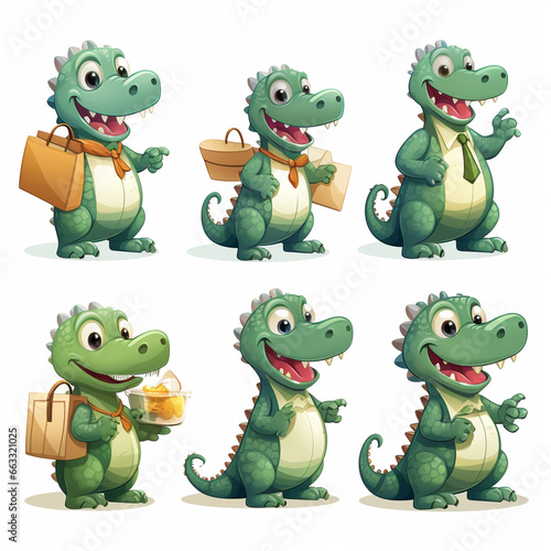 Cute baby crocodiles set. Vector illustration isolated on white background.