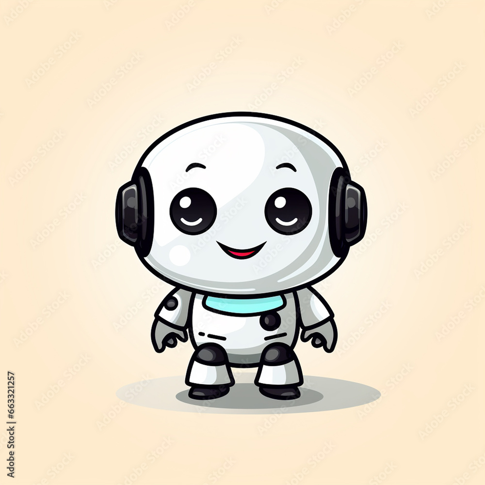Set of cute robots with different emotions. Vector illustration in cartoon style.