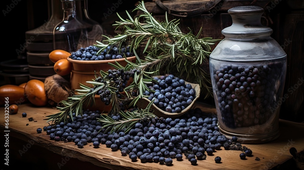 Woody juniper berries, delivering a piney and slightly citrusy essence