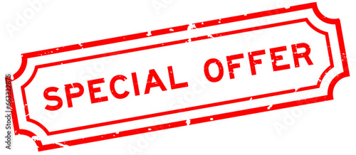 Grunge red special offer word square rubber stamp on white background