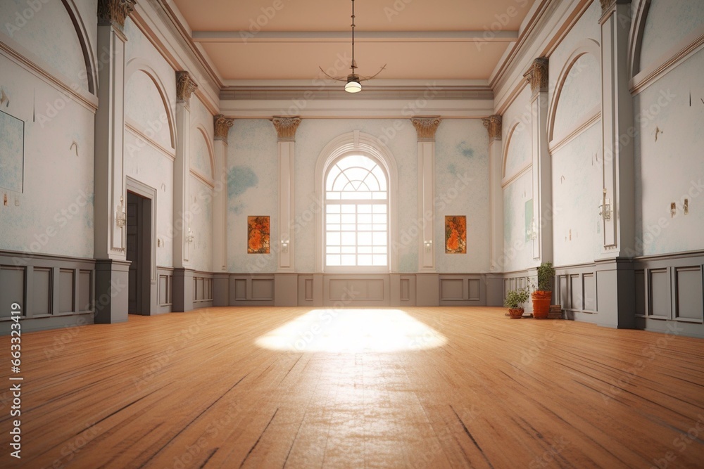 Still indoor scene with white hall. Generative AI