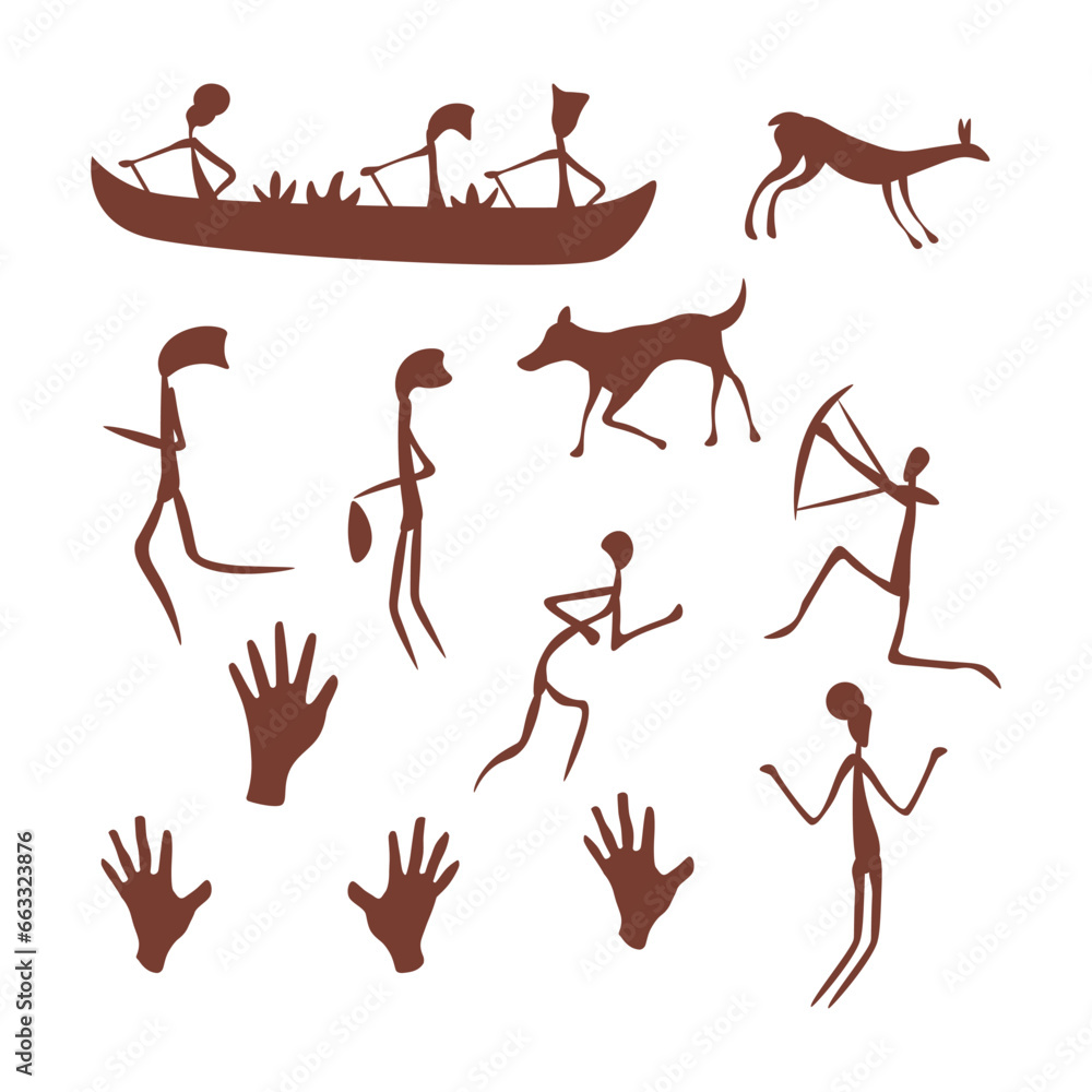 Vector of ancient rock art painting. Aboriginal rock painting, Kimberley Australia Vector of ancient rock art painting. Aboriginal rock painting, Kimberley Australia