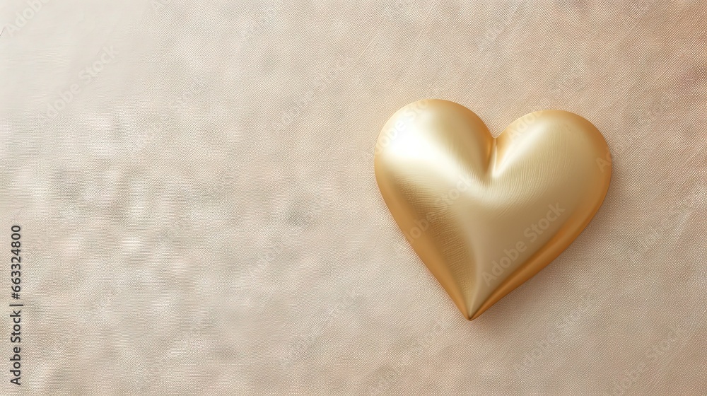 a gold heart shaped object on a white surface with a soft background. generative ai a gold heart shaped object on a white surface with a soft background. generative ai