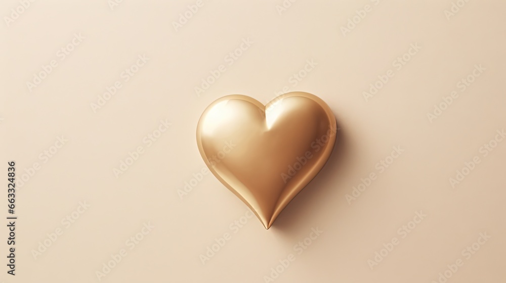 a gold heart shaped object on a beige background with a shadow. generative ai a gold heart shaped object on a beige background with a shadow. generative ai