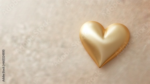  a gold heart shaped object on a white surface with a soft background. generative ai