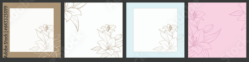 Sophisticated floral frames with ample room for text. Vector backgrounds perfect for wedding invites, greeting cards, and social media story wallpapers.