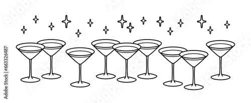 Cocktails Cosmopolitan Glasses Outline. Icon Vector Illustration. Icon. Cocktail Party. Bar. Hen party.