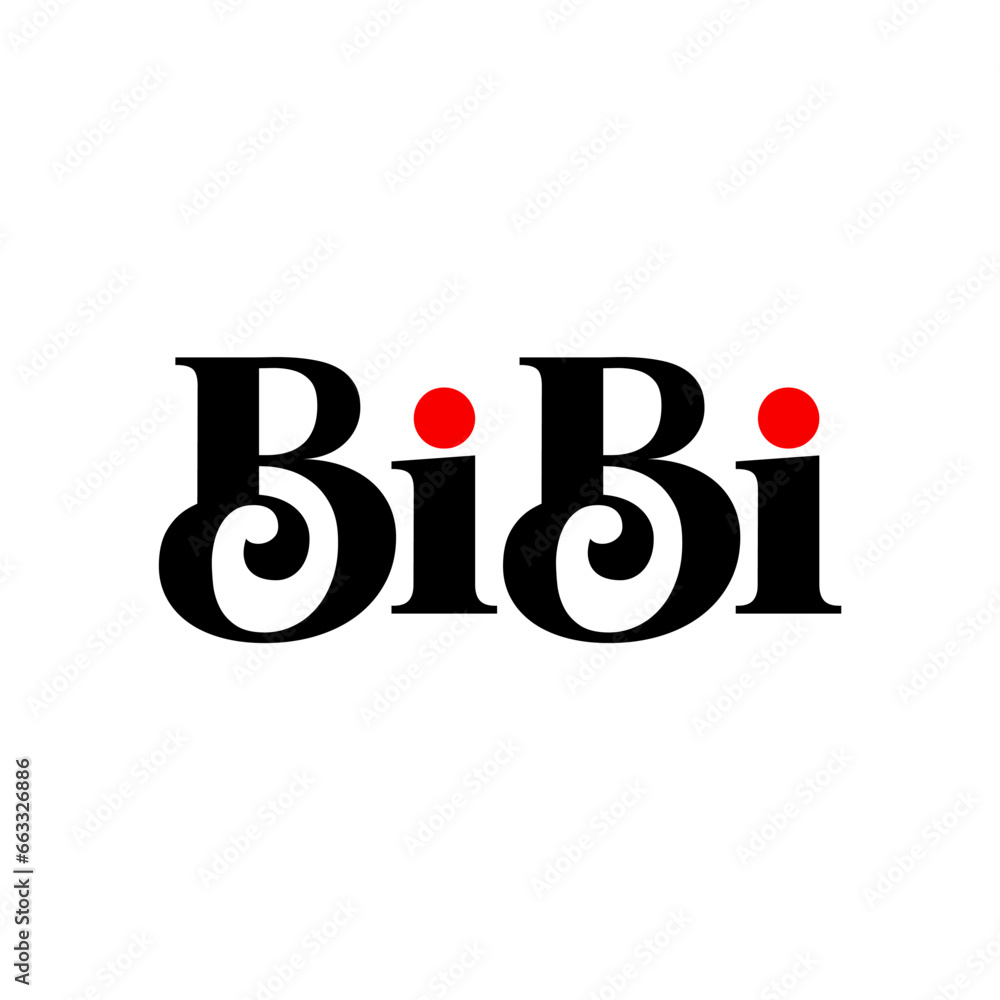 Obraz premium BIBI brand name initial letters monogram. BIBI round monogram