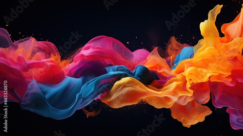  a multicolored stream of smoke on a black background. generative ai