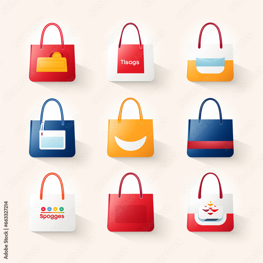 Set of shopping bag icons in flat style. Vector illustration for your design Set of shopping bag icons in flat style. Vector illustration for your design