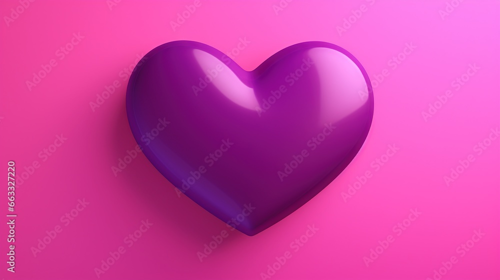  a purple heart on a pink background with a pink background.  generative ai