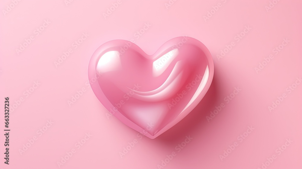  a pink heart shaped object on a pink background with a shadow.  generative ai