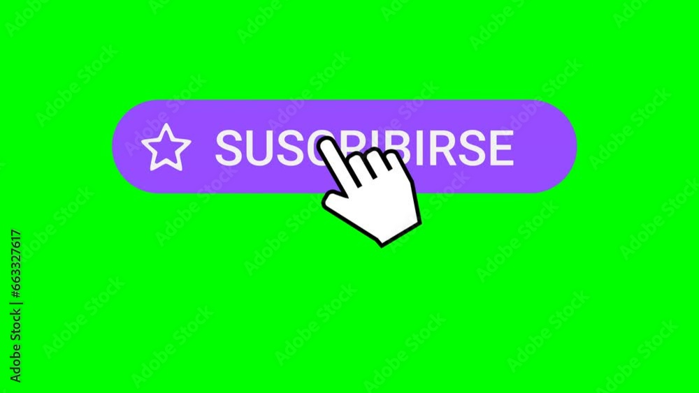 Flat style animation in Spanish of a purple follow button with a heart on which a mouse pointer in the shape of an hand clicks to reveal a subscribe button. The pointer clicks on the button again. Flat style animation in Spanish of a purple follow button with a heart on which a mouse pointer in the shape of an hand clicks to reveal a subscribe button. The pointer clicks on the button again.