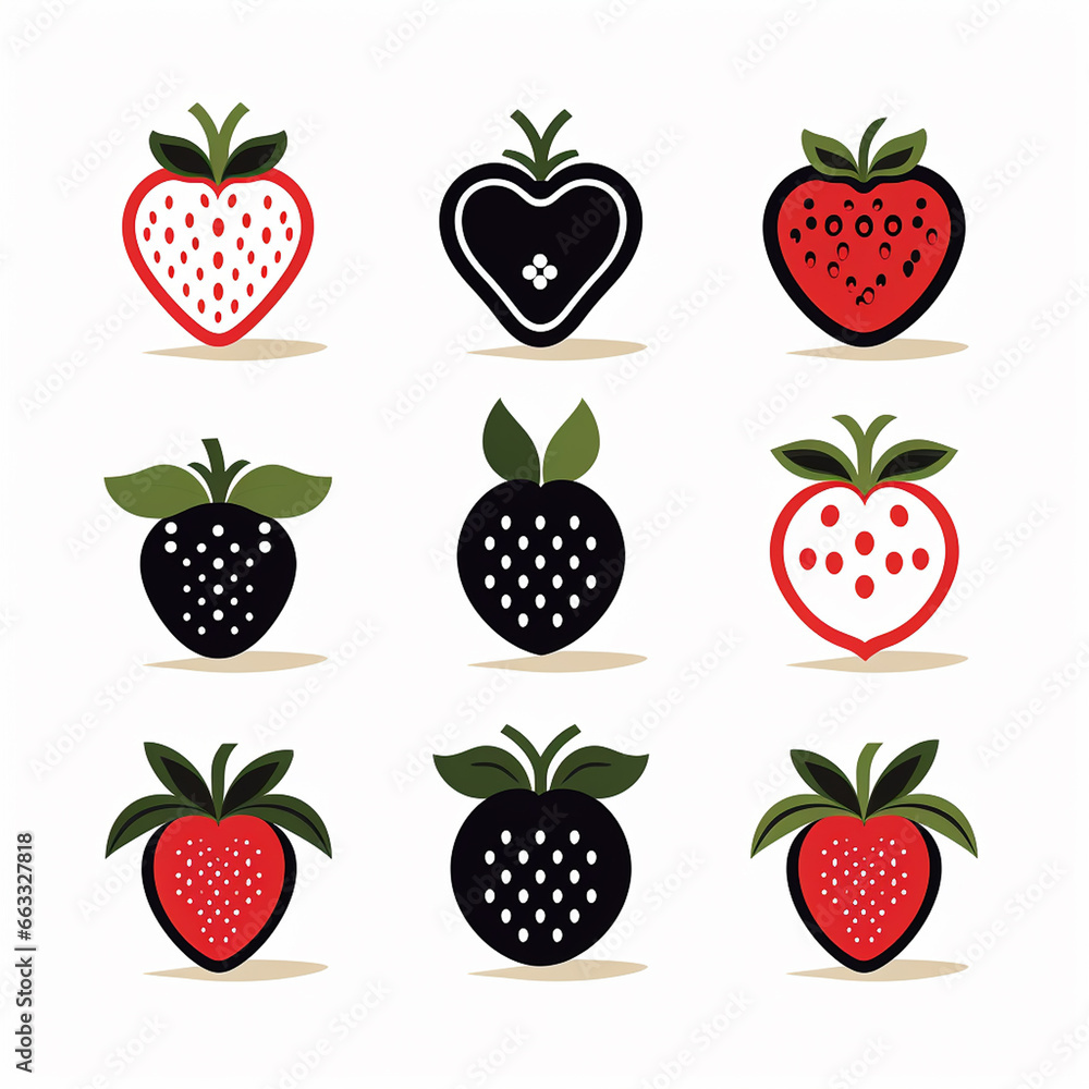 Strawberry icon set in flat style. Vector illustration on white background. Strawberry icon set in flat style. Vector illustration on white background.
