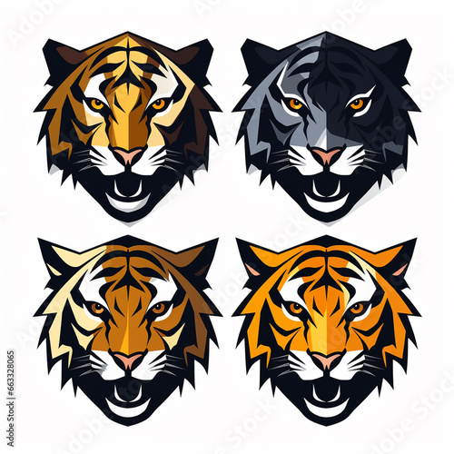 Tiger head icons set. Vector illustration of tiger head icons.