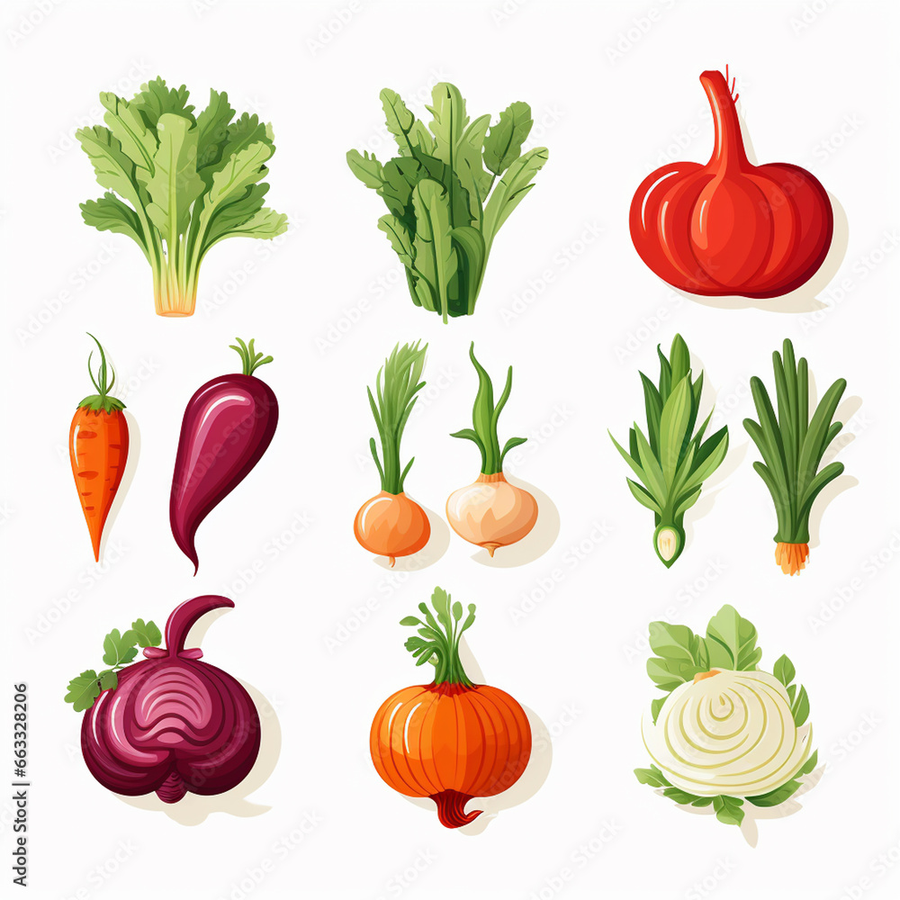 Vegetable icons set. Cartoon illustration of vegetable vector icons for web design