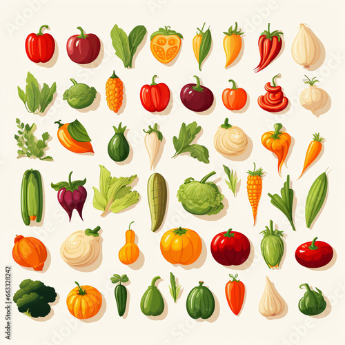 Vegetable icons set. Cartoon illustration of vegetable vector icons for web design