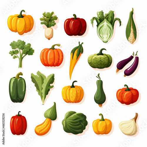 Vegetable icons set. Cartoon illustration of vegetable vector icons for web design