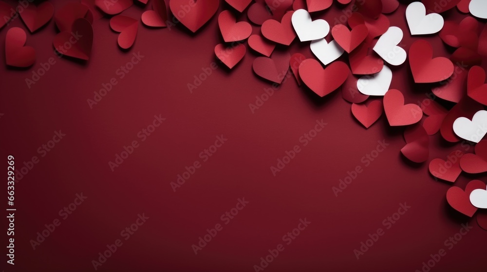 Empty Copy Space Red background with paper Hearts International Women's Day Valentine's Day Empty Copy Space Red background with paper Hearts International Women's Day Valentine's Day