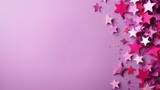 Pink and purple stars bordering a light to dark pink gradient background
